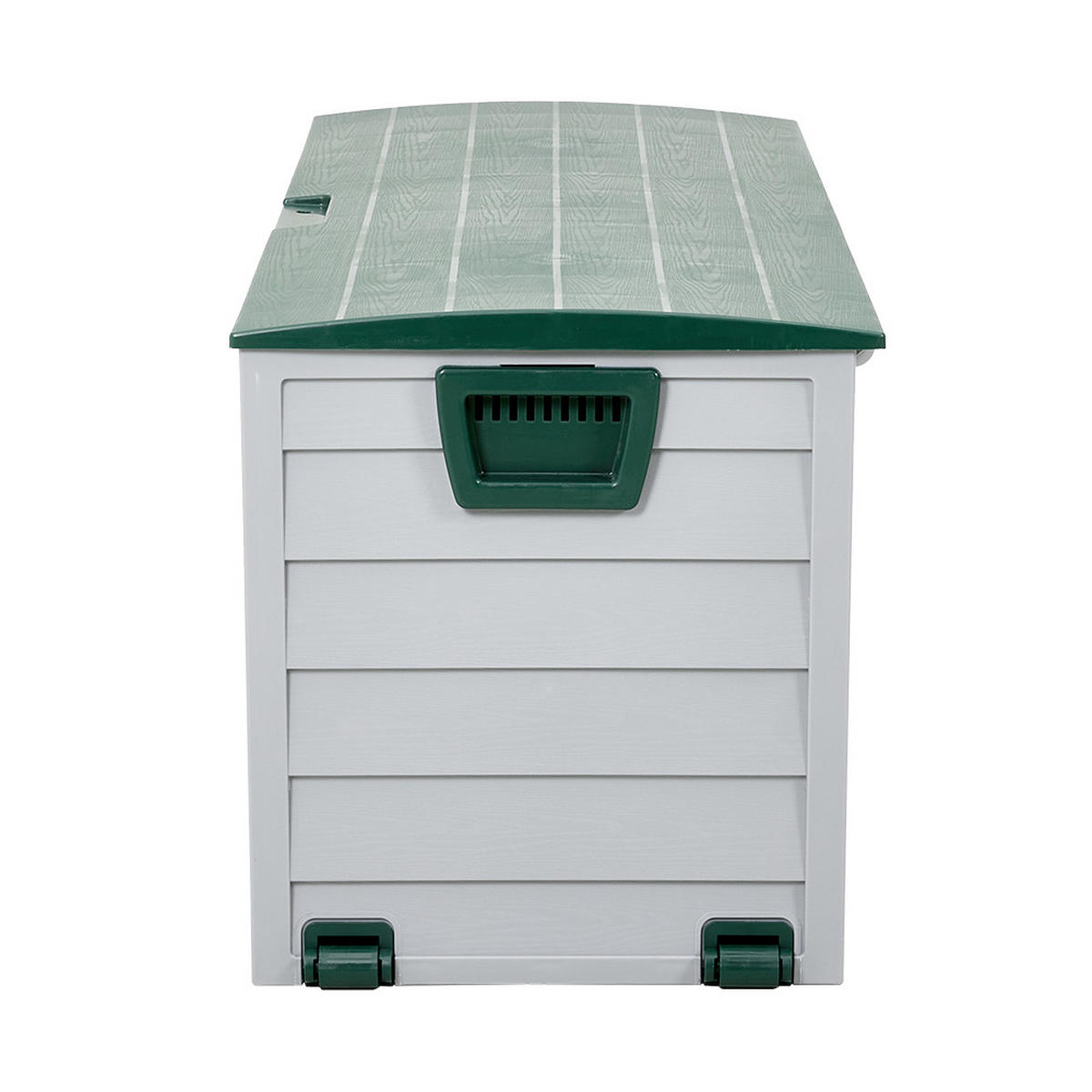GARTENBOX 290L aus PP Kunststoff in Grün+Hellgrau mit Rollen, Modell Robuste Konstruktio 112 cm B x 49 cm T x 54 cm H - Grün, Kunststoff (112/54/49cm) - Livingandhome
