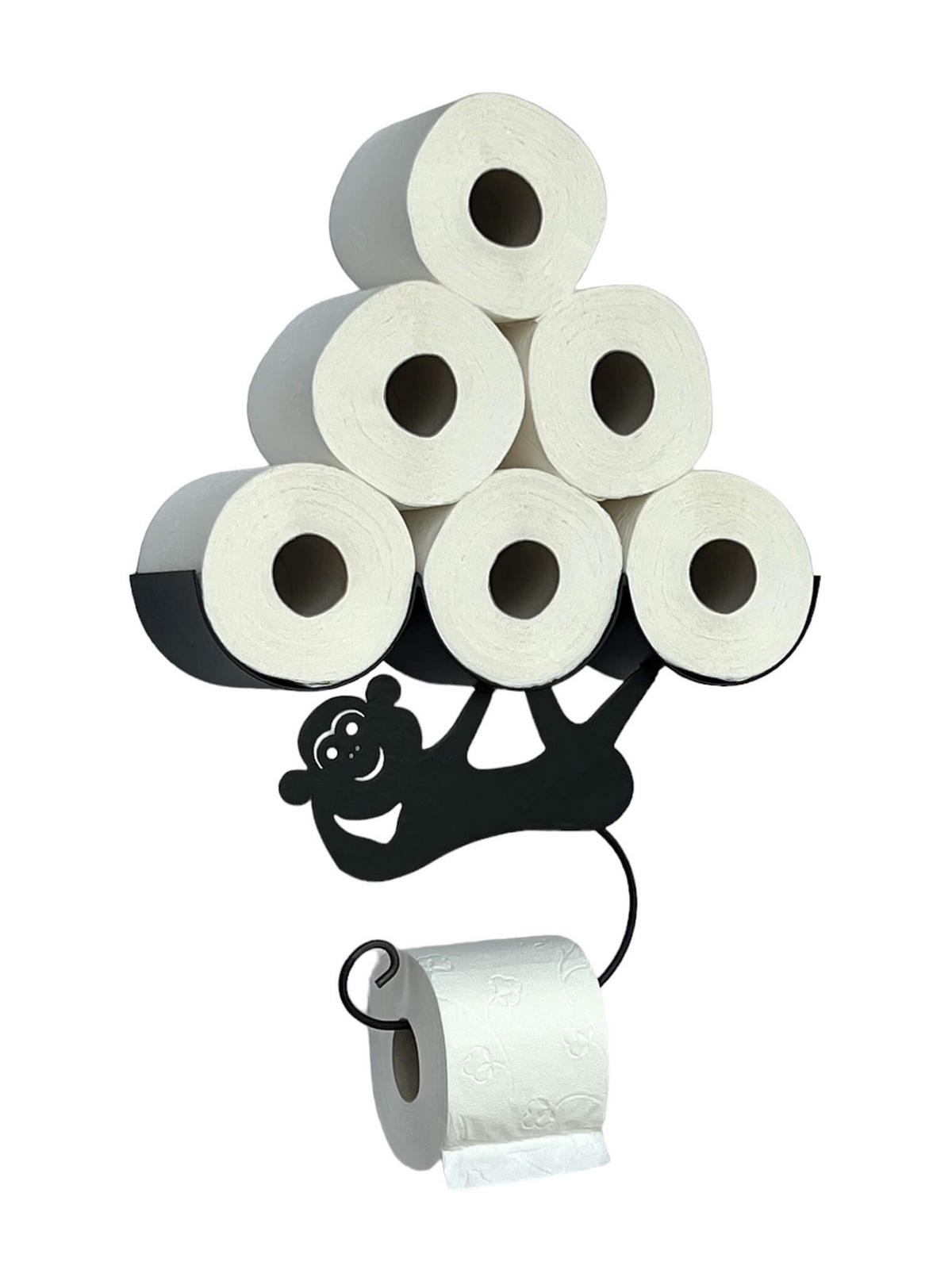 TOILETTENPAPIERHALTER Schwarz Matt Wand Metall Affe - Schwarz, Metall (38/24/10cm) - DanDiBo