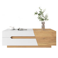 COUCHTISCH ausziehbar mit Schubladen Farbblockstruktur Natur-Weiß - Weiß, Holz (73/65/17cm) - FLIEKS