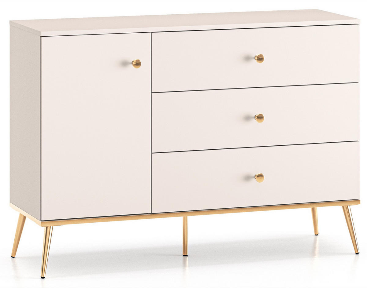 SIDEBOARD Selgin Greige 120 cm - Taupe/Goldfarben, Holzwerkstoff/Metall (120/84.8/39.7cm) - Selsey