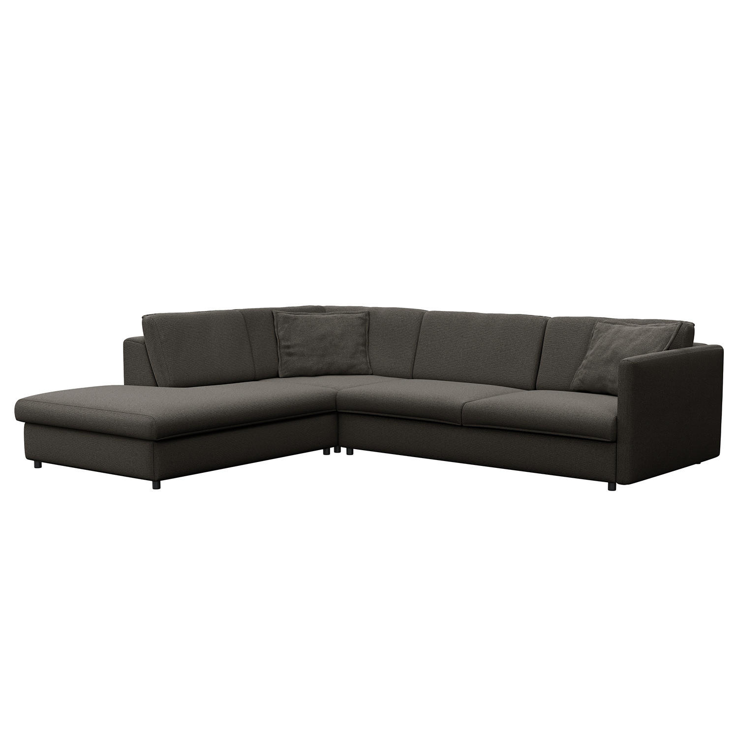 ECKSOFA mit Ottomane - Anthrazit/Schwarz, Kunststoff/Textil (328/272cm) - home24