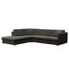 ECKSOFA mit Ottomane - Anthrazit/Schwarz, Kunststoff/Textil (328/272cm) - home24