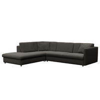 ECKSOFA mit Ottomane - Anthrazit/Schwarz, Kunststoff/Textil (328/272cm) - home24