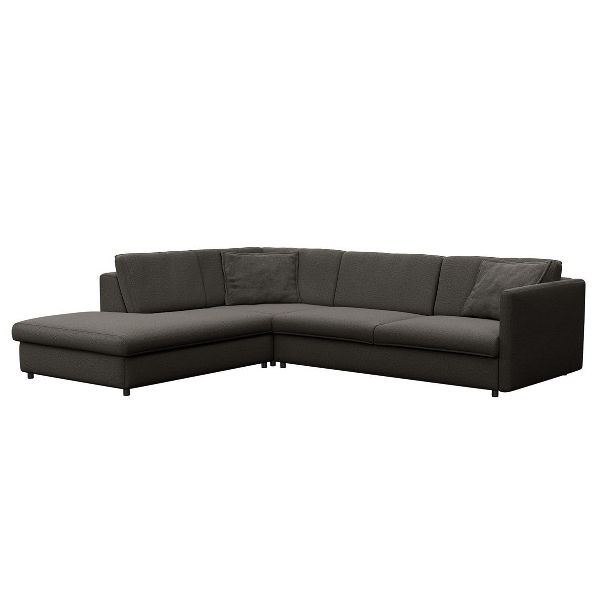 ECKSOFA mit Ottomane - Anthrazit/Schwarz, Kunststoff/Textil (328/272cm) - home24