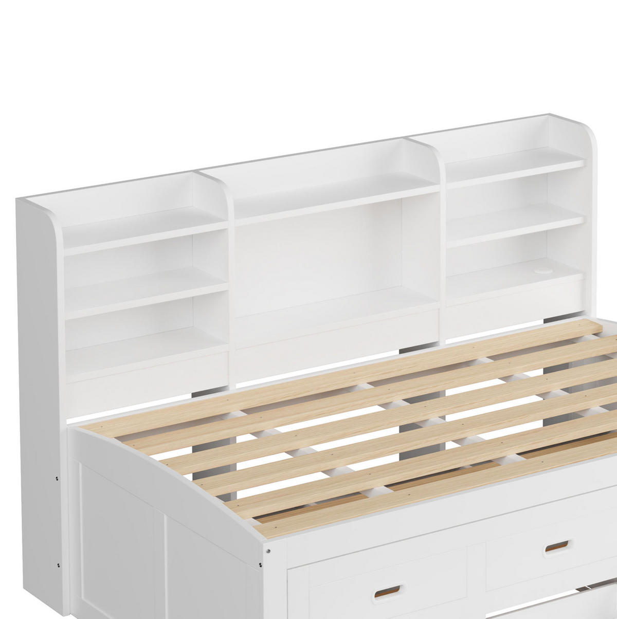 POLSTERBETT aus Spanplatte und MDF 90x200 cm in Weiß mit LED & USB-Typ-C - Weiß, Holzwerkstoff (90/200cm) - Modfu