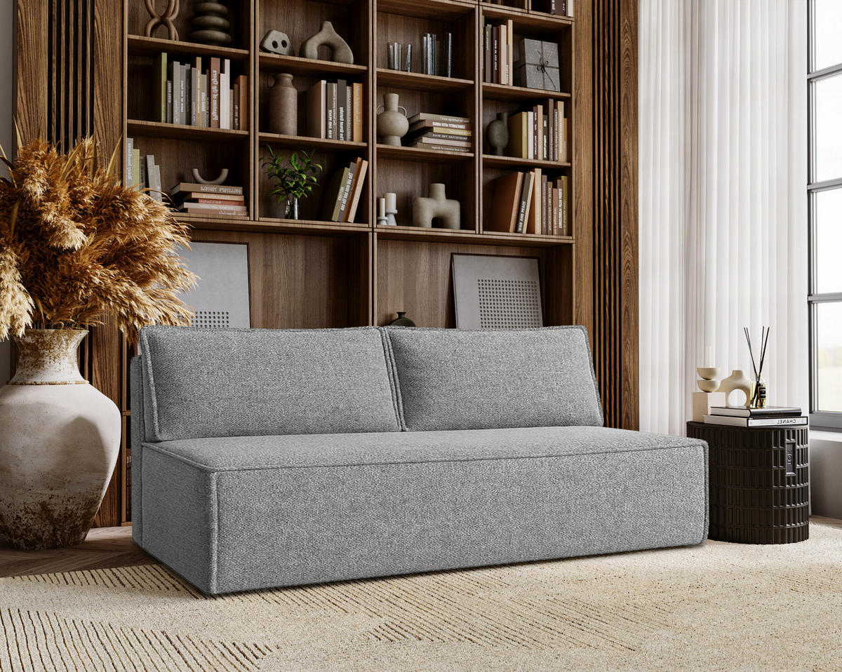 SCHLAFSOFA Mit Bettkasten DUO Stoff Verita Grau - Grau, Holz/Kunststoff (198/89/90cm) - Kaiser Möbel