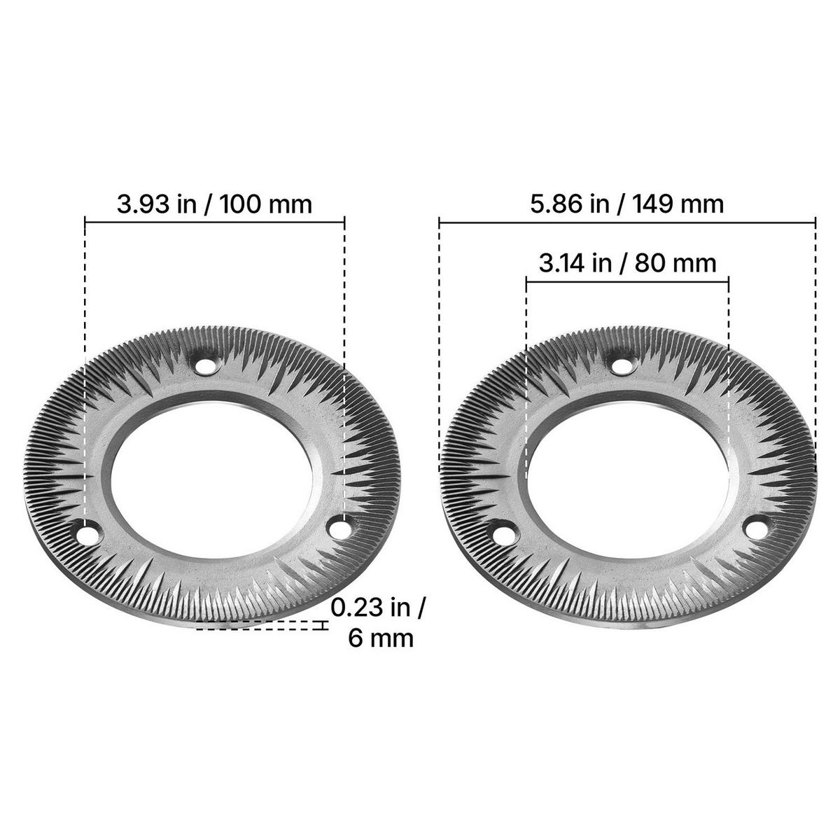 GETREIDEMUHLE 2 Stück Ersatz Mahlscheiben Für Kompatibel Mit HN-2200 HN-3000 - Silberfarben, Metall (18/6.01/18cm) - Rolipo