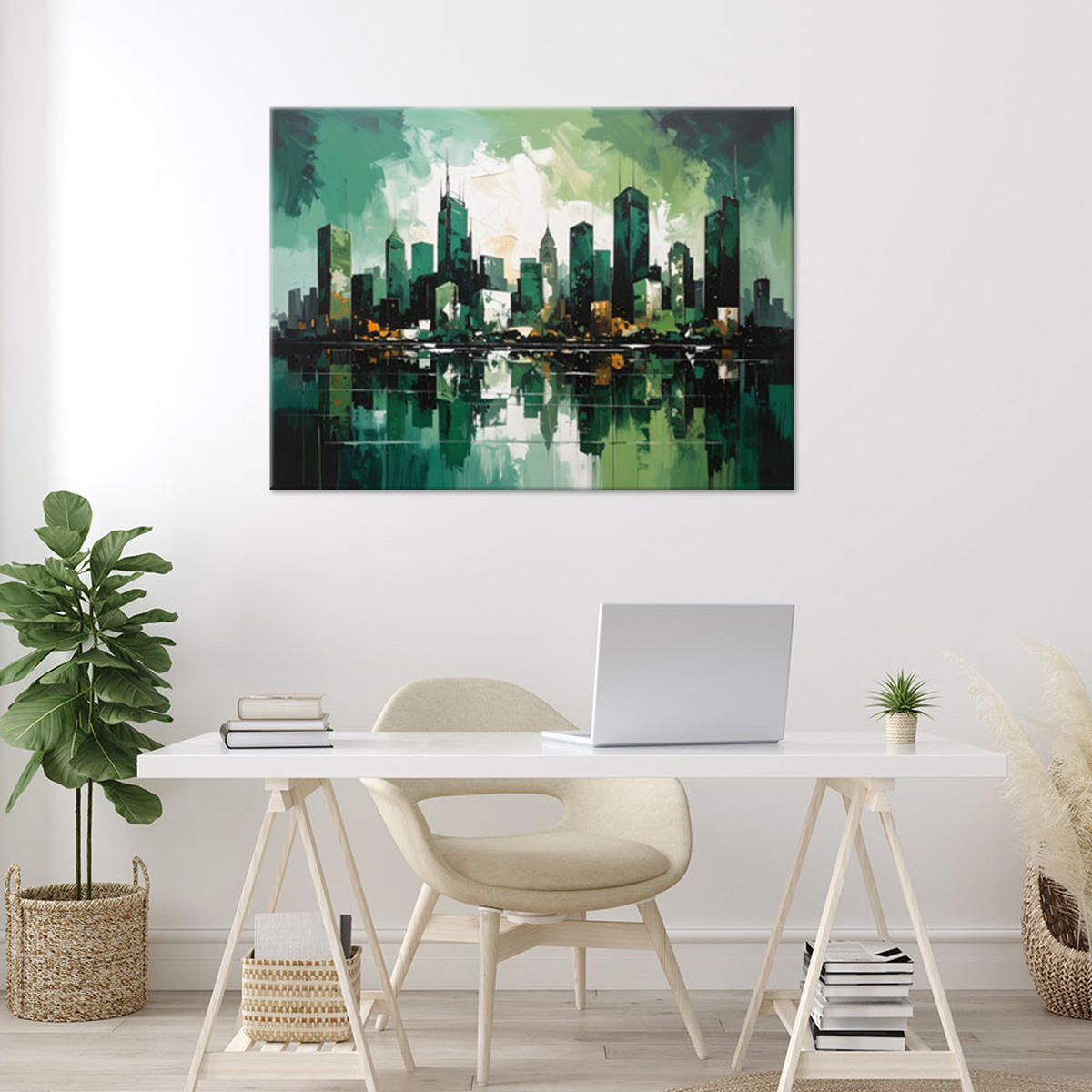 LEINWANDBILD Städte & Architektur 90x60cm - Grün, Textil (90/60cm) - Feeby