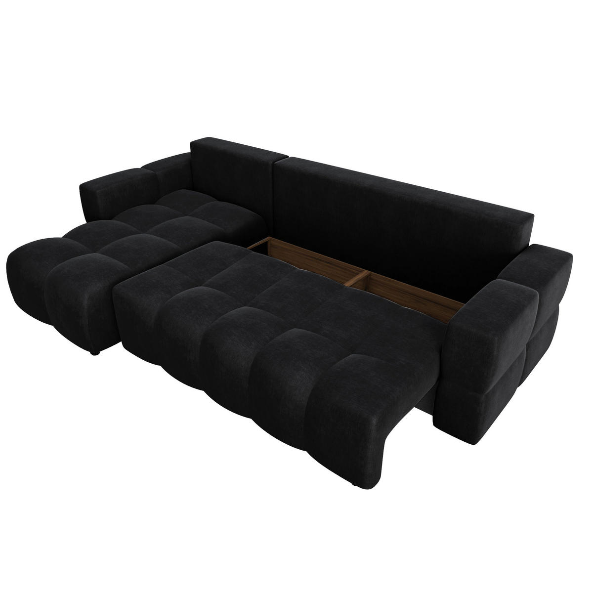ECKSOFA LINKS Samt Dunkles Anthrazit 286cm - Anthrazit, Textil (169/286cm) - Sia Home