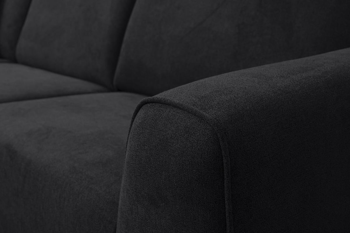 ECKSOFA Mula in L-Form, Coach Farbe: Schwarz, Velourstoff, Ottomane Links - Schwarz, Textil (210/274cm) - VENASI MÖBEL