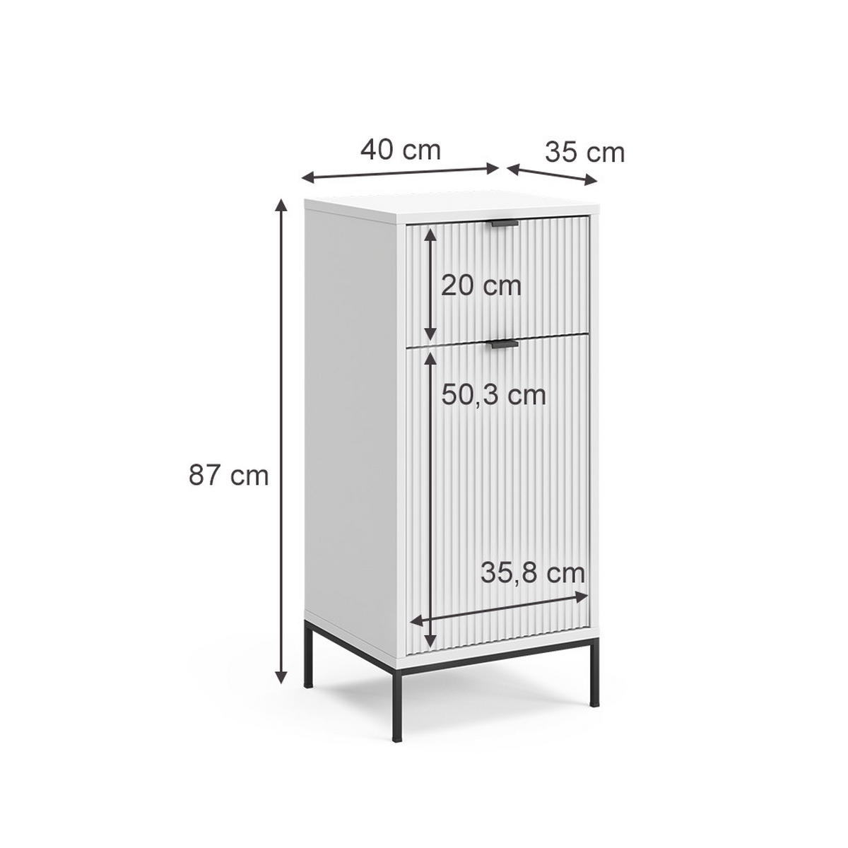 BADSCHRANK Eliza Weiß 40 x 87 cm mit Tür und Schublade - Weiß, Holzwerkstoff (40/87/35cm) - Vicco