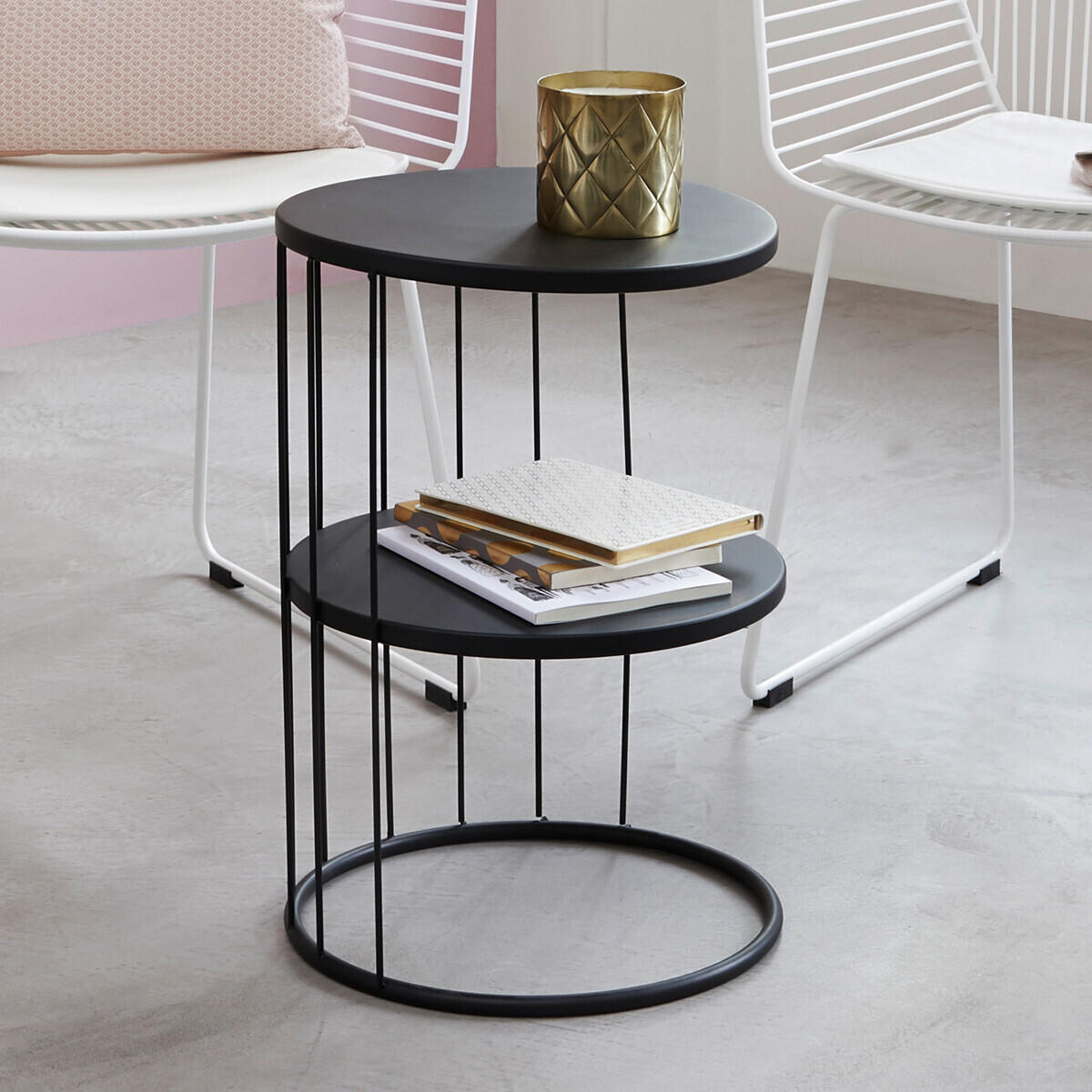 BEISTELLTISCH Design und Original Schwarz 36/36/52 cm - Schwarz, Metall (36/36/52cm) - Atmosphera Createur d´interieur