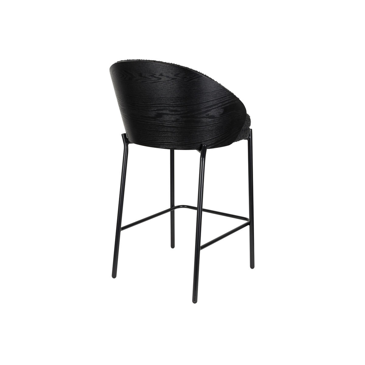 BARHOCKER Rodin Rückenlehne 65 cm Bouclé Schwarz - 2 er Set - Schwarz, Kunststoff (53/87/50cm) - Dutchbone