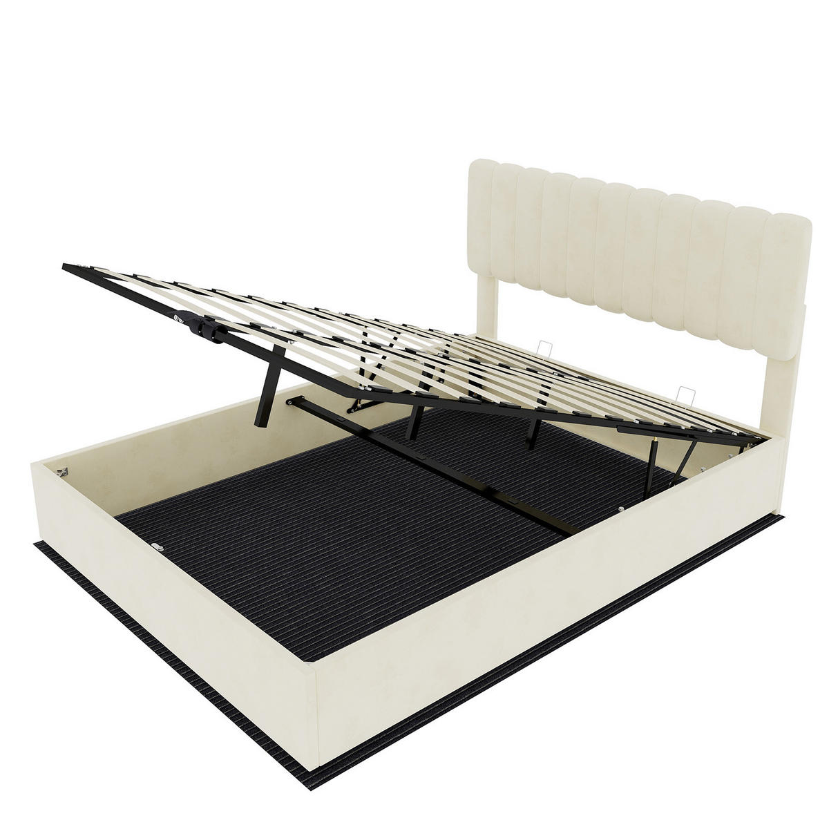 POLSTERBETT 160/200 cm DE-32948 mit Stauraum und Matratze Beige - Beige, Metall (160/200cm) - ComfortXL