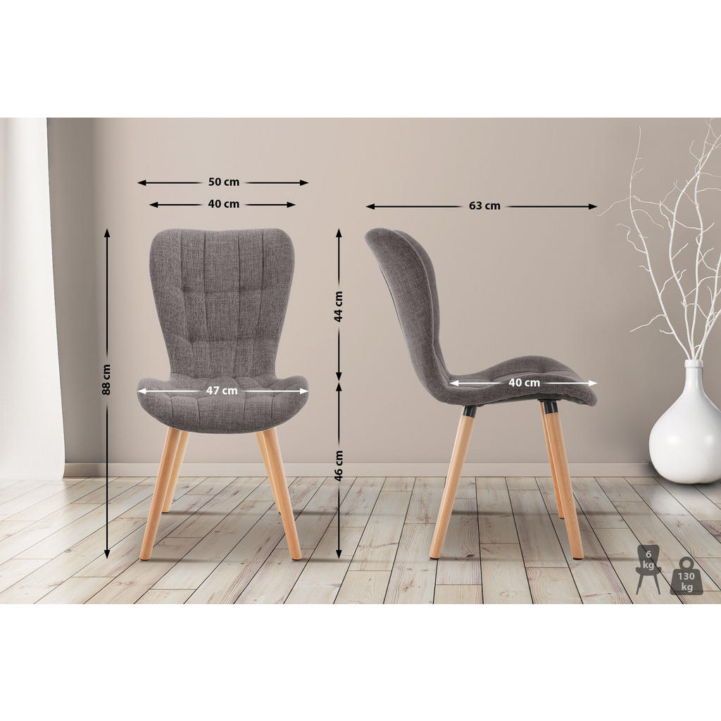 Thumbnail - CLP Stuhl, Hellgrau, Textil, 50x88x63 cm, Esszimmer, Stühle, Esszimmerstühle, Vierfußstühle
