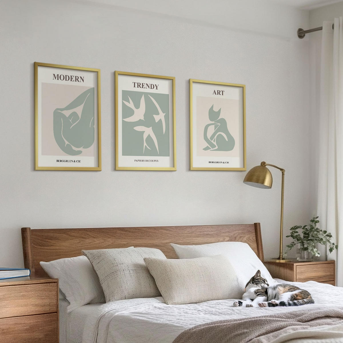 BILDER SET 3er Set - 40x60 cm Goldrahmen - Matisse abstrakte Figuren - Goldfarben, Kunststoff (40/60cm) - TULUP