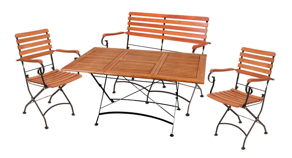 GARTEN-SITZGRUPPE Alma Mit Armlehne Gartenmöbel-Set - Schwarz, Holz - DELUKE