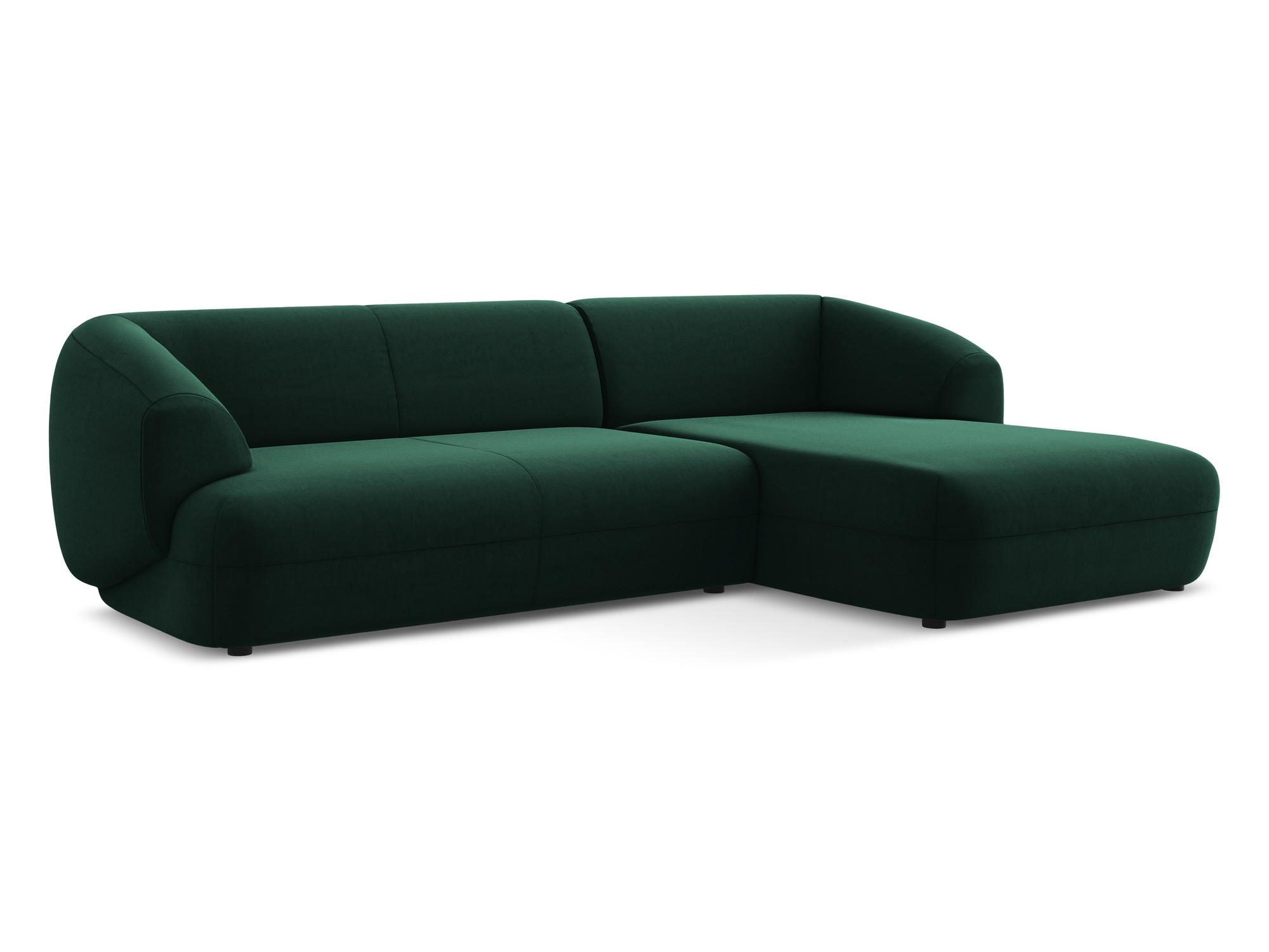 ECKSOFA Rechts Samt Stoff Grün - Dunkelgrün/Schwarz, Kunststoff/Textil (280/156cm) - Makamii