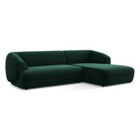 ECKSOFA Rechts Samt Stoff Grün - Dunkelgrün/Schwarz, Kunststoff/Textil (280/156cm) - Makamii