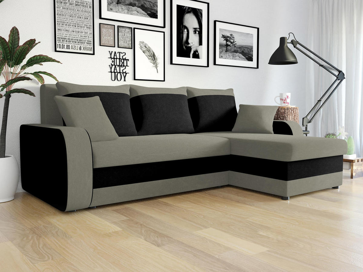 ECKSOFA Kris - Schwarz/Alufarben, Holz/Kunststoff (238/147cm) - MIRJAN24