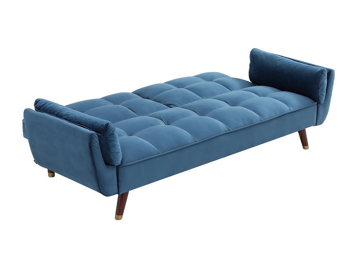 SCHLAFSOFA - 3 Personen - samt - blau Gulcan - Blau, Textil (211/82/90cm) - Vente-Unique