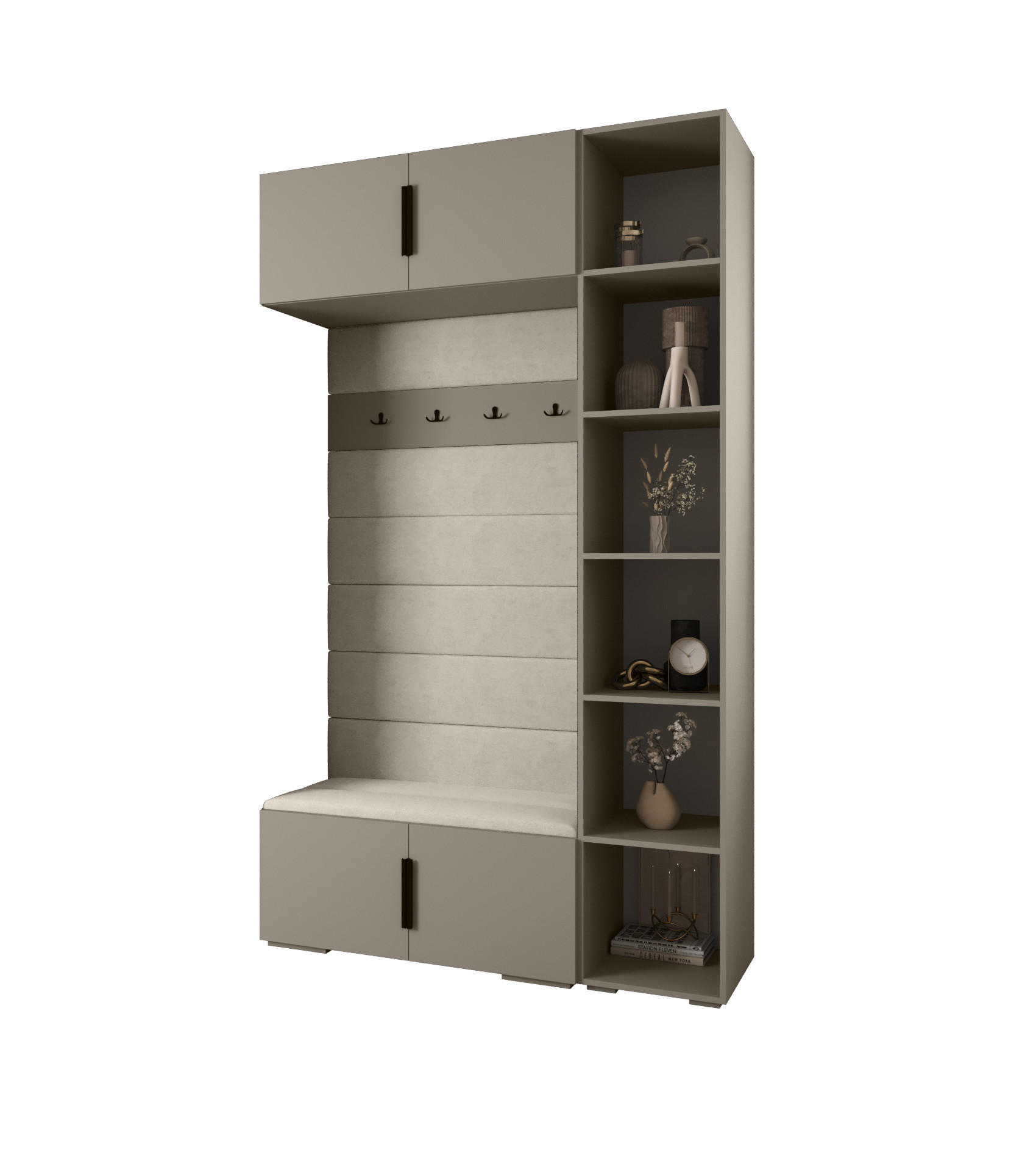Abiks Möbel Garderoben-Set Kaschmir, Beige, Schwarz 140x236.7x47 cm
