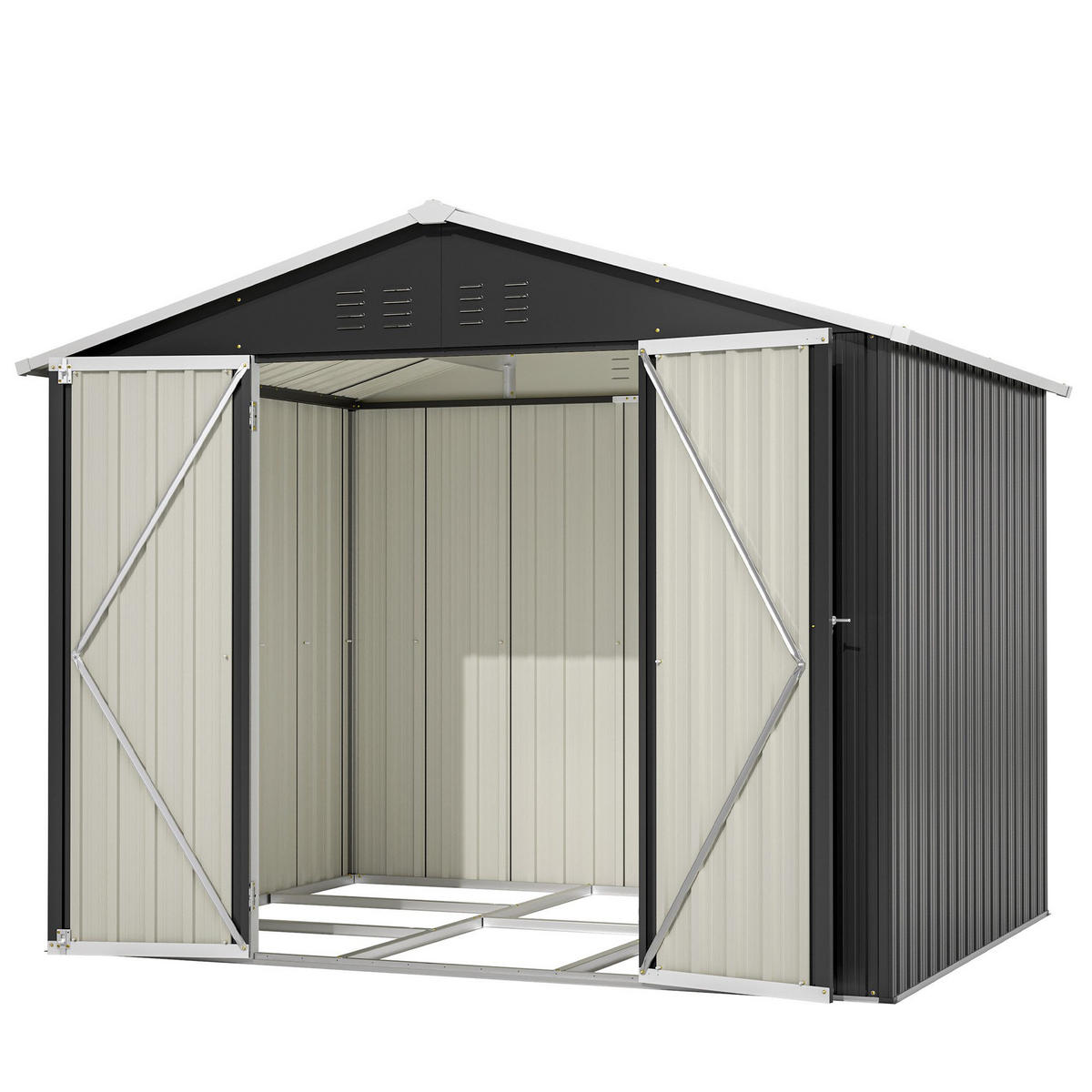 GERÄTEHAUS Metall-Geräteschuppen mit Belüftungslöchern - Grau, Metall (229.4/180cm)