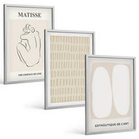 BILDER SET 3er Set - 40x60 cm Silberner Rahmen - Linien, Formen, Beige, Weiß - Silberfarben, Kunststoff (40/60cm) - TULUP