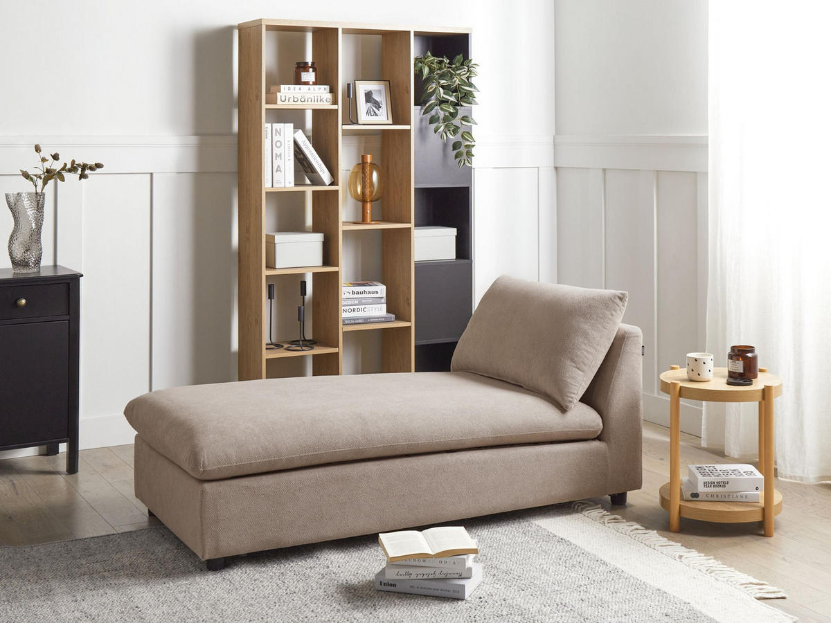 ČALOUNĚNÉ LEHÁTKO CHAISE LONGUE Látka Taupe Vizille - béžová/šedohnědá, textil (80/60/160cm) - Beliani
