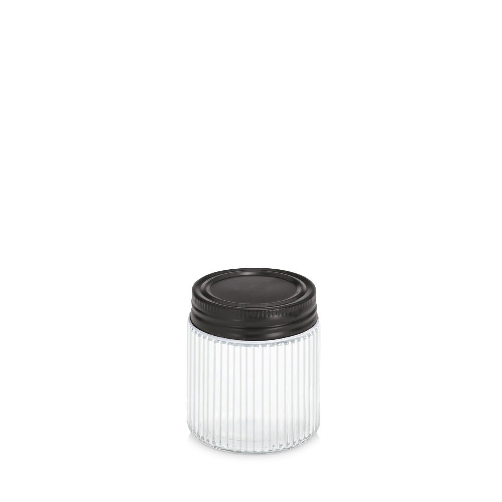 GLASBEHÄLTER geriffelt mit Metalldeckel - Transparent, Glas (6/7/6cm) - ZELLER