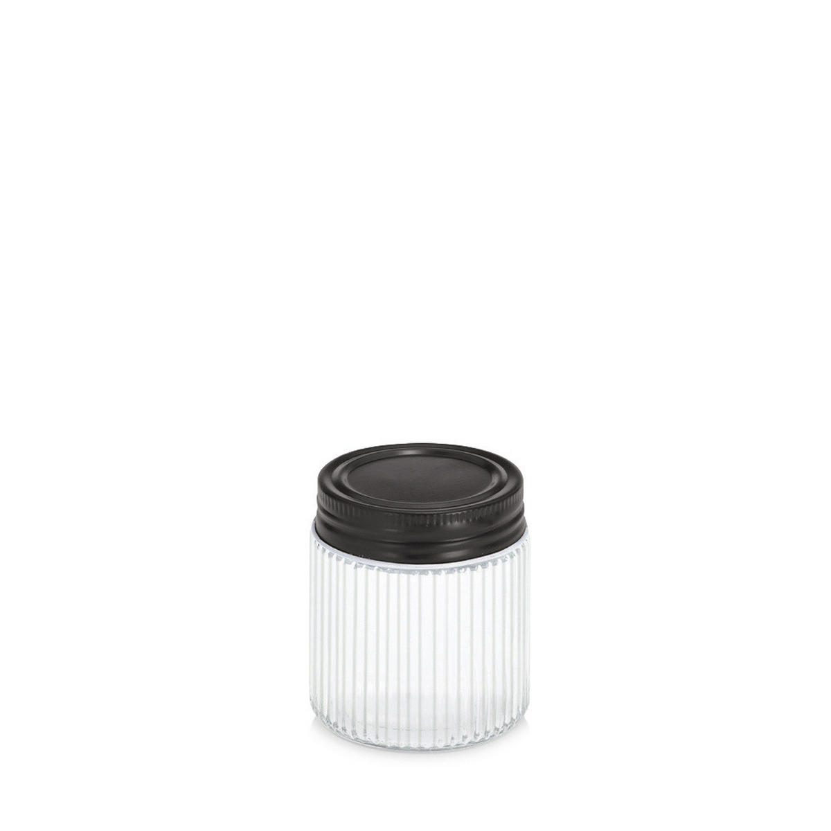 GLASBEHÄLTER geriffelt mit Metalldeckel - Transparent, Glas (6/7/6cm) - ZELLER