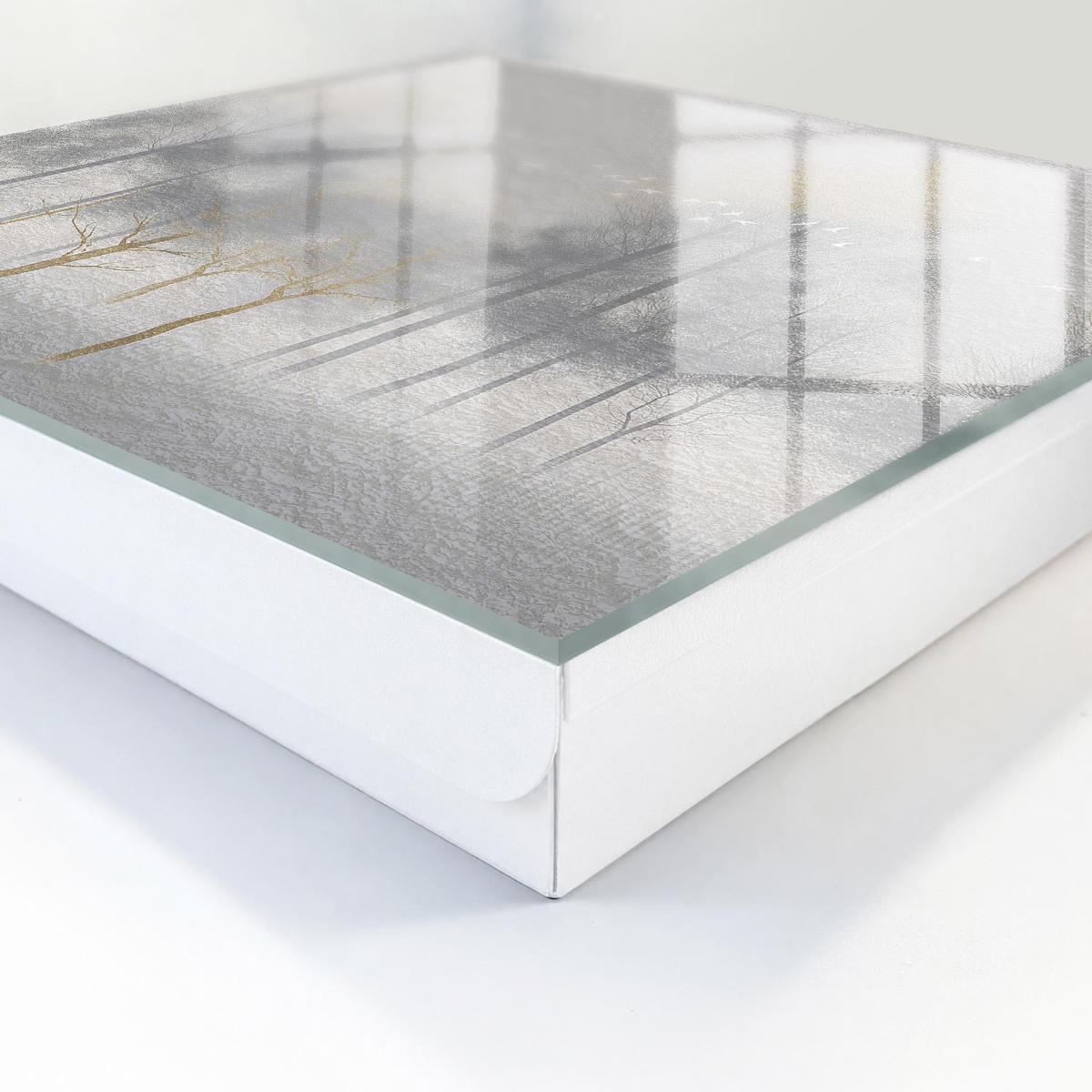 SCHLÜSSELBOX Weiß 30x30 cm – Türöffnung nach rechts - Nebelwald - Grau, Metall (30/30/5cm) - TULUP