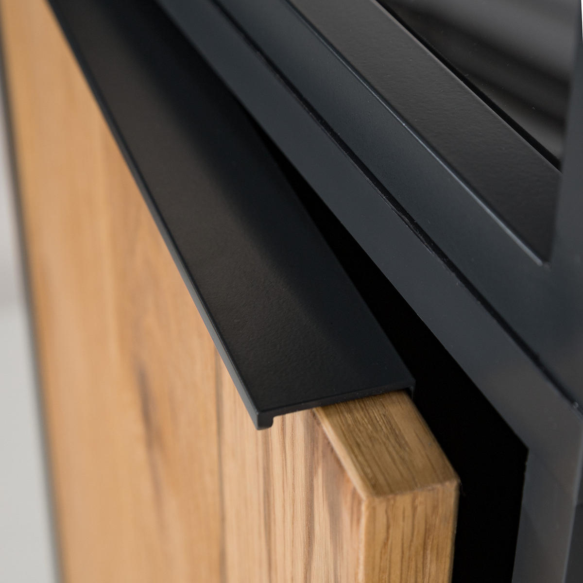 SCHRANK - Eiche / Anthrazit - Echtholzfurnier - Eichefarben/Anthrazit, Holzwerkstoff/Metall (50/165/40cm) - home24