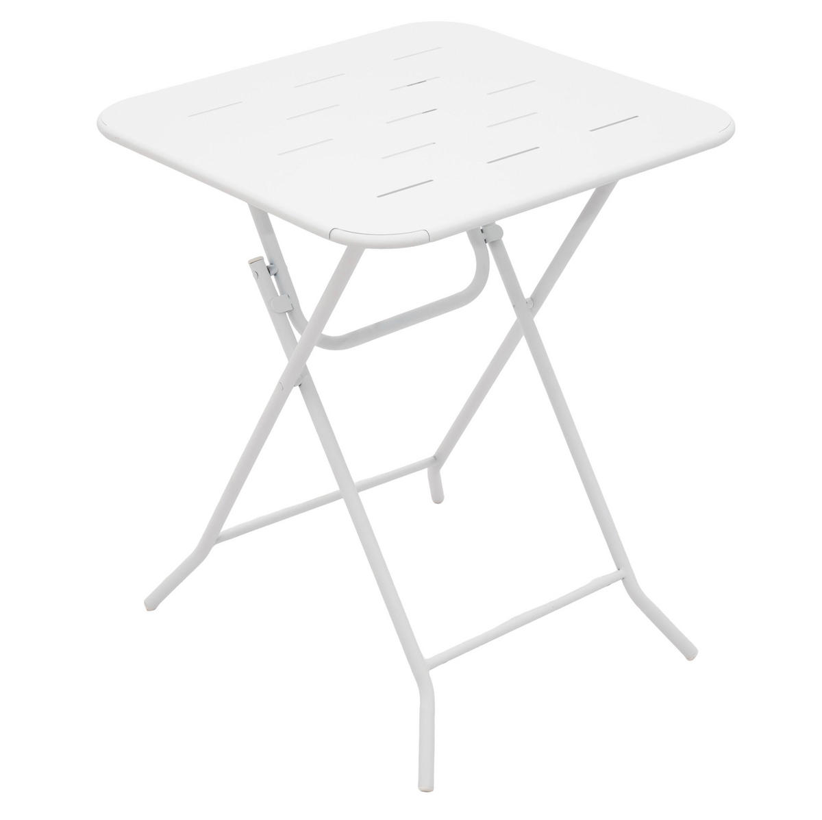 BALKONOVÝ set 60/60/73 cm bílý z oceli se skládacími židlemi - bílá, kov - OKWISH