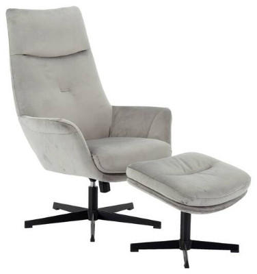 Set de fauteuil en tissu gris et pieds noirs - Hom`in