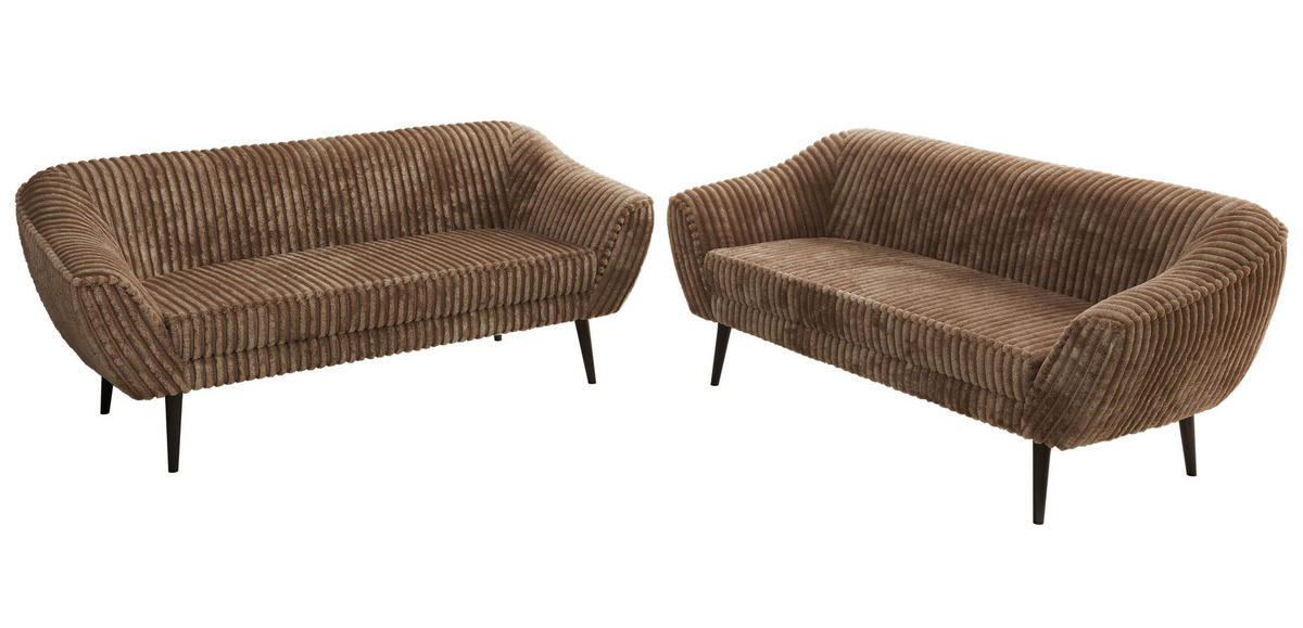 SEDACÍ SOUPRAVA 3+3 PIRS - Hnědá Manšestr - Černé nohy - černá/hnědá, kompozitní dřevo/textil (180/75/74cm) - MKS