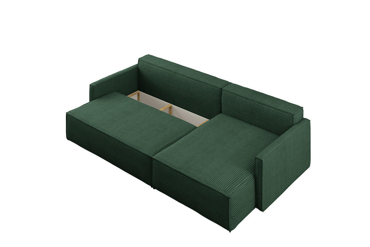 SCHLAFSOFA Carlos, Ecksofa L-Form mit schlaffunktion und bettkasten Stoff Poso Grün Rechts - Grün, Holz (250/83/142cm) - Kaiser Möbel