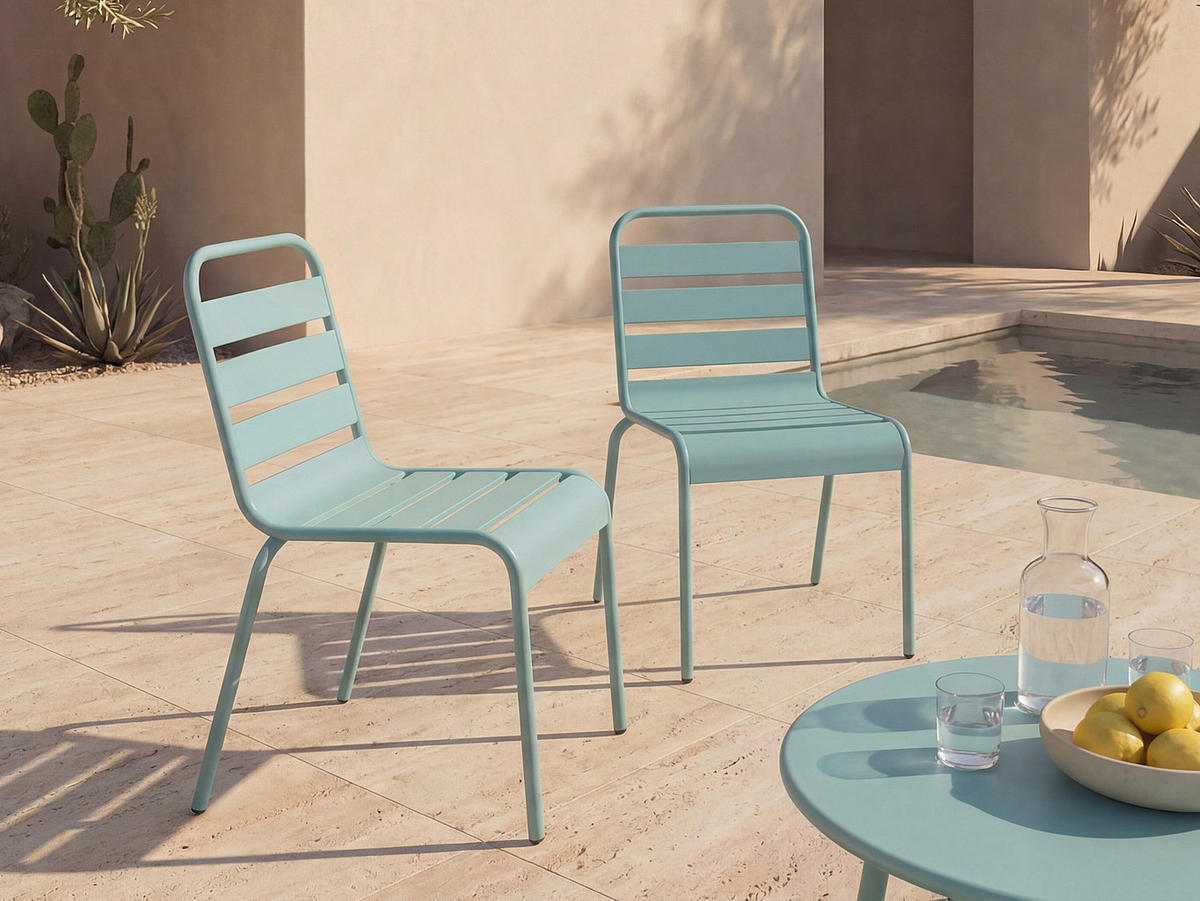 GARTENSTUHL - 47.5 cmcm x 59 cmcm - Metall - Mandelgrün - MIRMANDE - Grün, Metall (47.5/79/59cm) - Vente-Unique