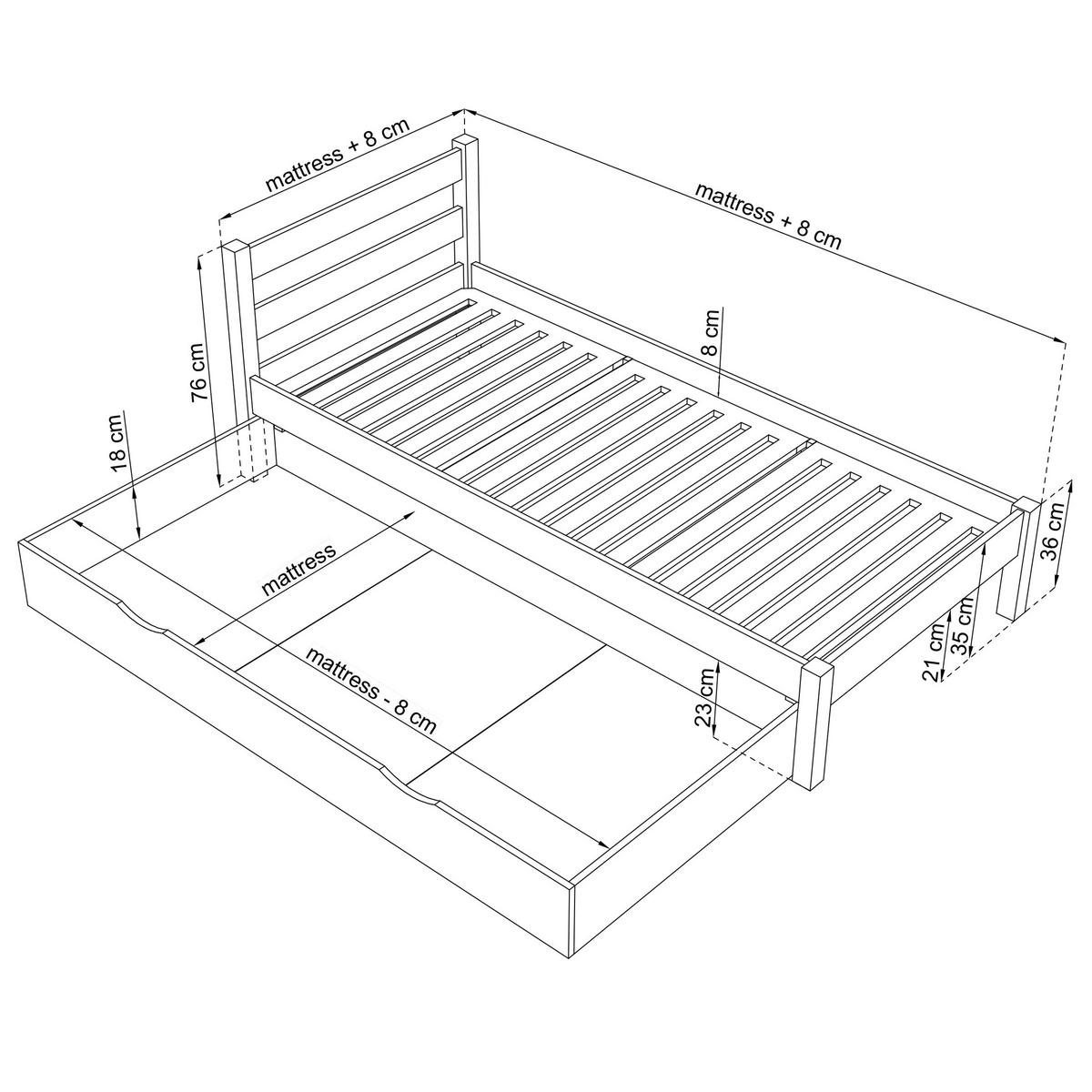 BETT mit Schublade N01 Weiß 80/200 - Weiß, Naturmaterialien/Holz (80/200cm) - N-Wood
