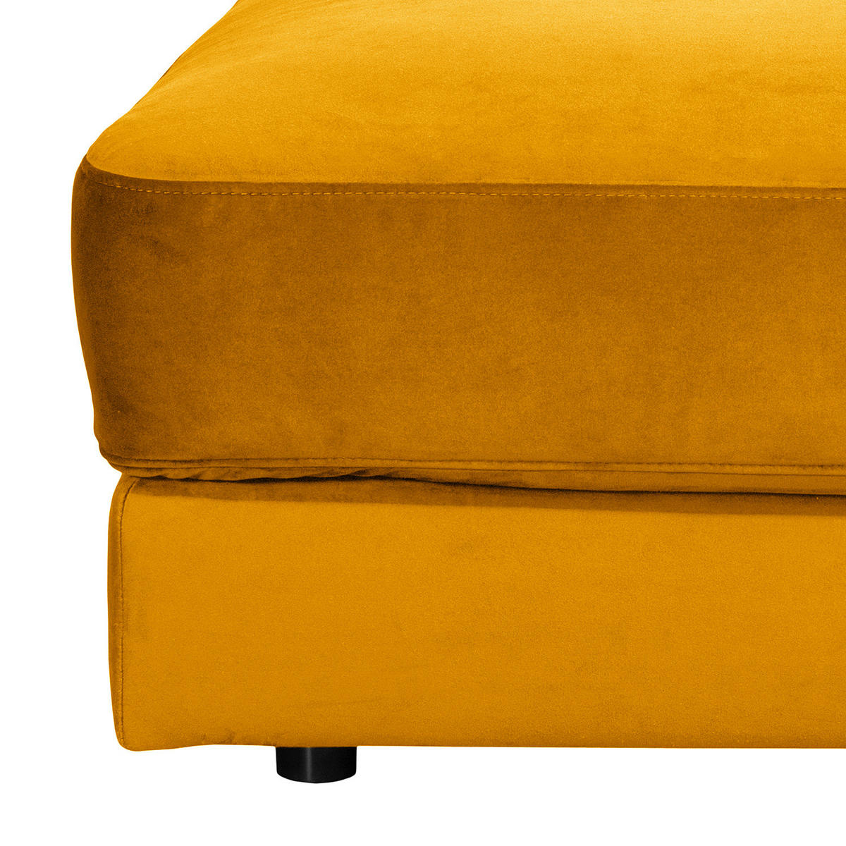 POLSTERHOCKER - Samt - Gelb/Schwarz, Textil/Metall (112/42/112cm) - home24