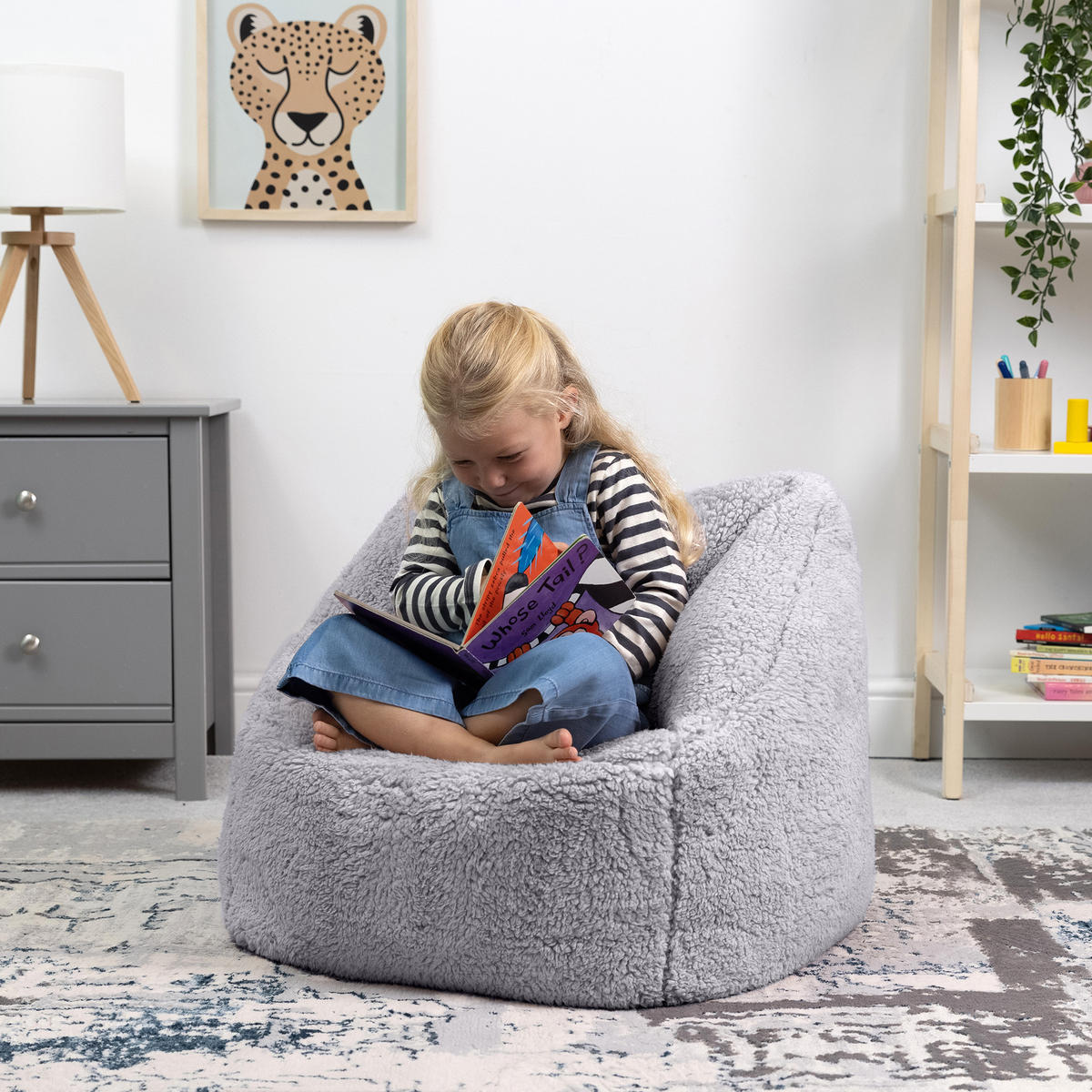 SITZSACK Flauschig für Kinder 2er-Set - Grau, Kunststoff/Textil (55/44/55cm) - icon