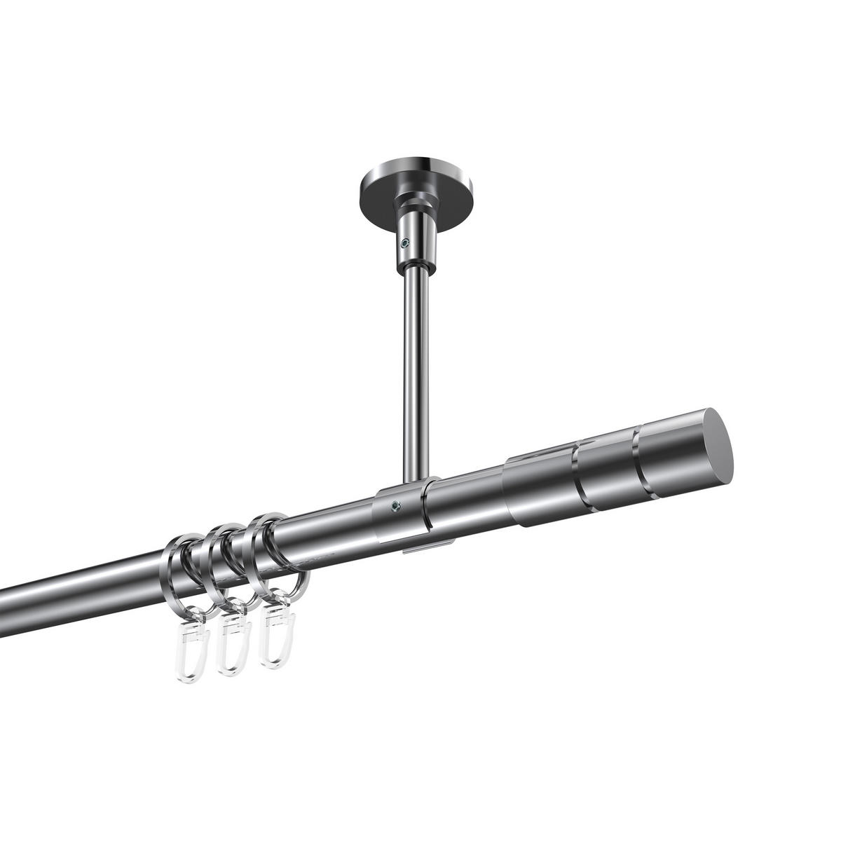 GARDINENSTANGEN-SET Sonette Elanto 160 cm, 1-läufig, 20 mm Ø Chrom - Chromfarben, Metall (160cm) - INTERDECO
