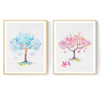 POSTER Set Mit 2 Rosa & Blue Bäume Set A3 Rahmenlos - Klar, Papier (29.7/5/42cm) - Nacnic