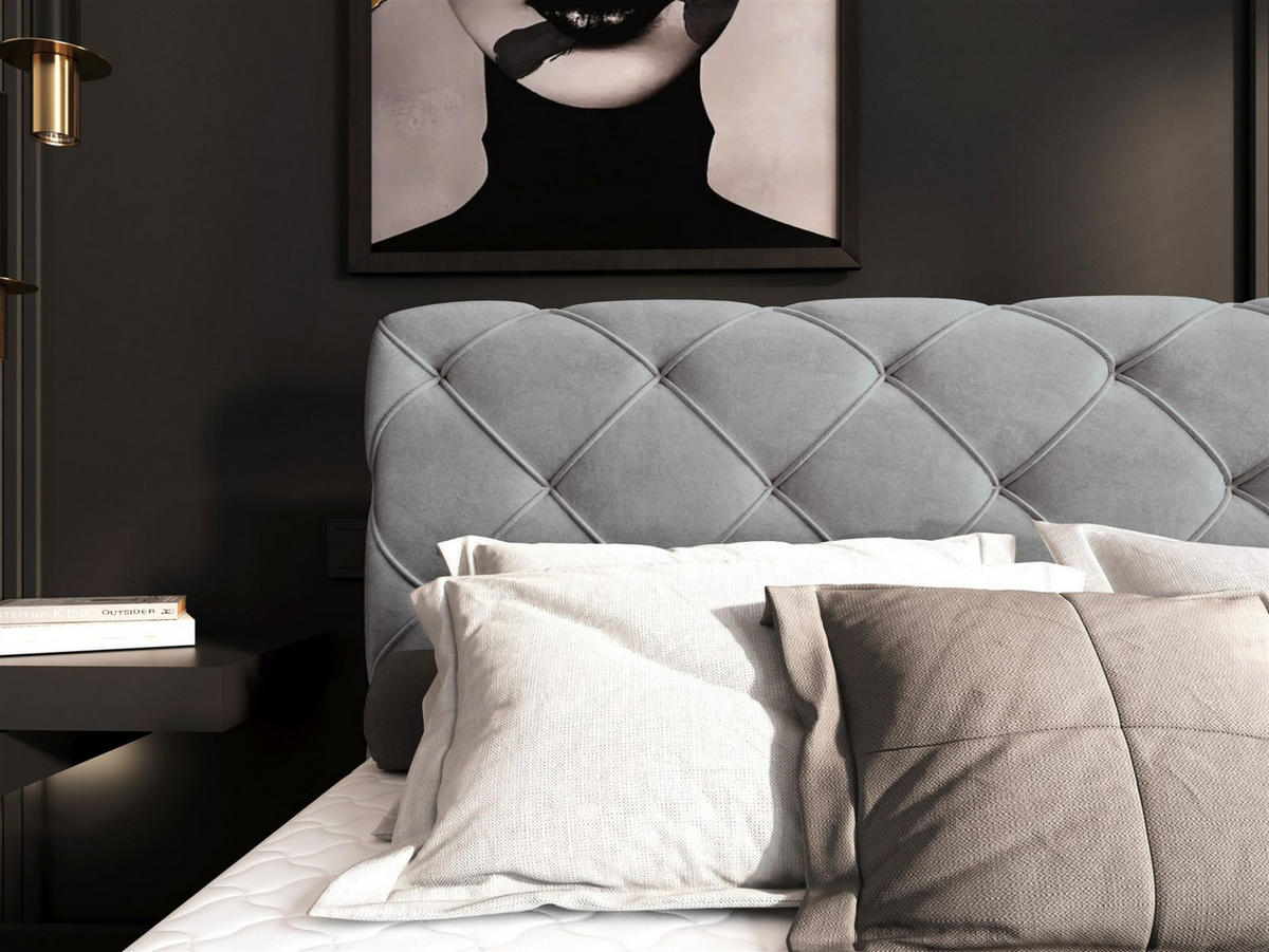 BOXBETT Gisel - Hellgrau, Holzwerkstoff/Textil (120/200cm) - Fun Möbel
