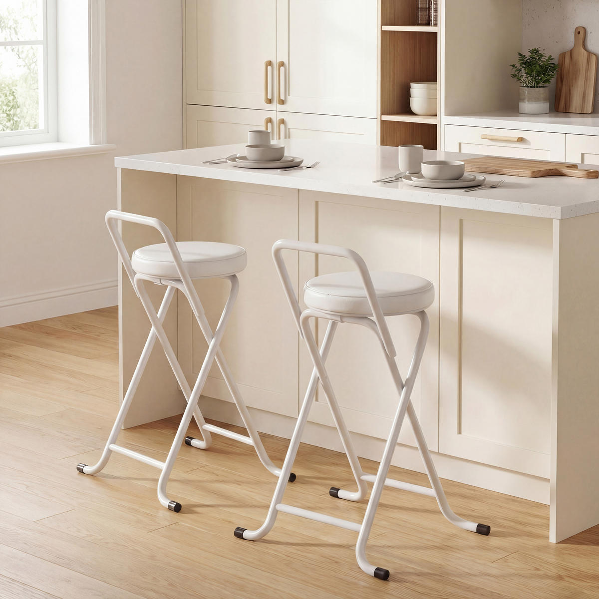 BARHOCKER 2er-Set Weiß faltbar 46/40,5/72,5 cm - Weiß, Kunststoff (46/72.5/40.5cm) - PANGIVO