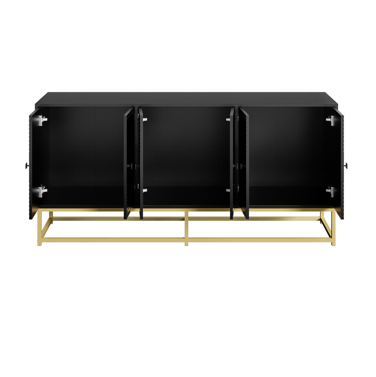 KOMMODE 160/38/75,5 cm mit 3 Doppeltüren in Schwarz - Schwarz, Holzwerkstoff (160/75.5/38cm) - BEAOK