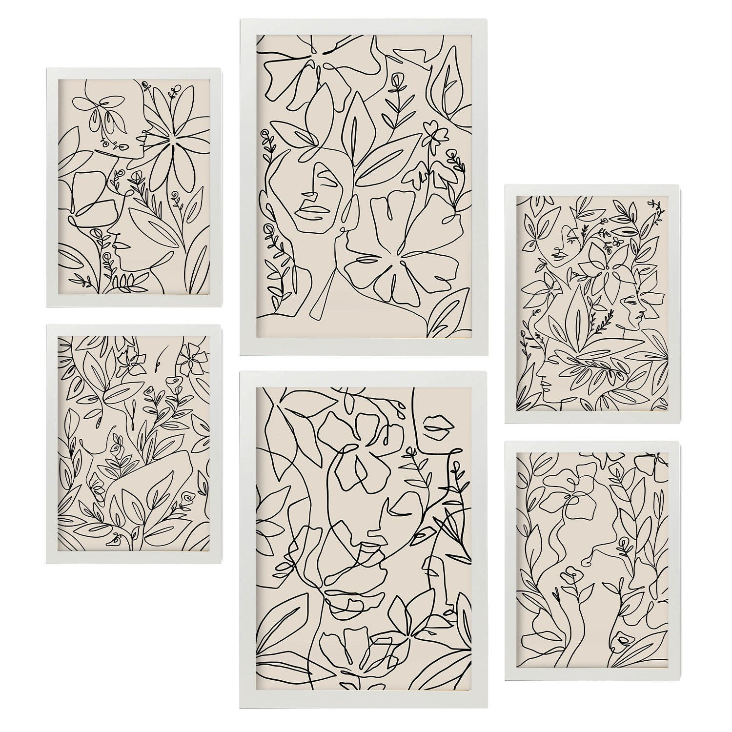 POSTER Set Mit 6 Ruffenrahmen 2 Zusammenfassung A3 & A4 Weißer Rahmen - Weiß, Papier (29/3cm) - Nacnic