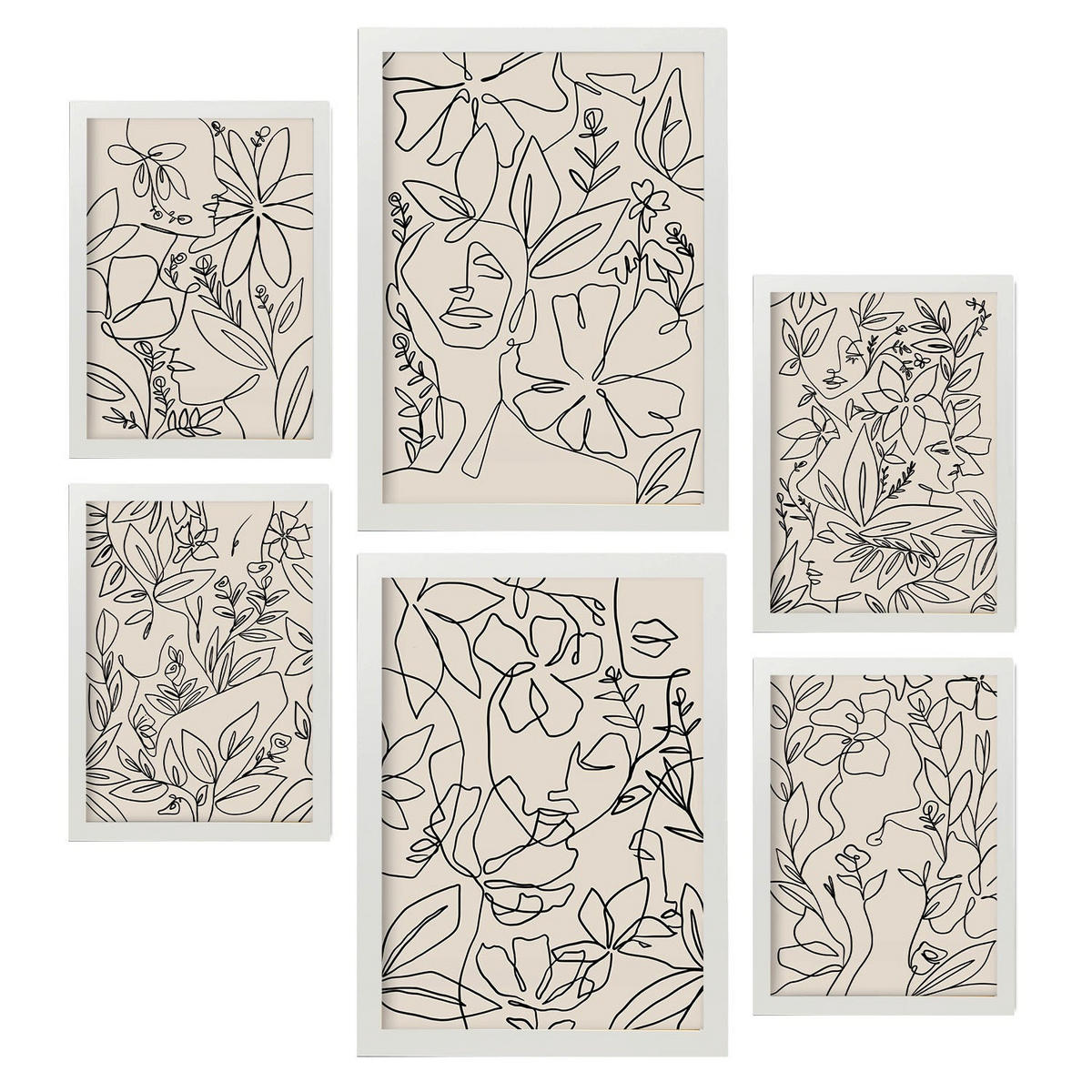 POSTER Set Mit 6 Ruffenrahmen 2 Zusammenfassung A3 & A4 Weißer Rahmen - Weiß, Papier (29/3cm) - Nacnic