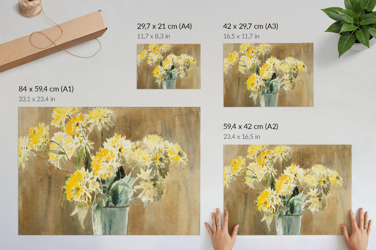 POSTER - 42x29 cm (A3) - Hannah Borger Overbeck - Vase mit Blumen - Gelb, Textil (42/29.7/0.1cm) - TULUP