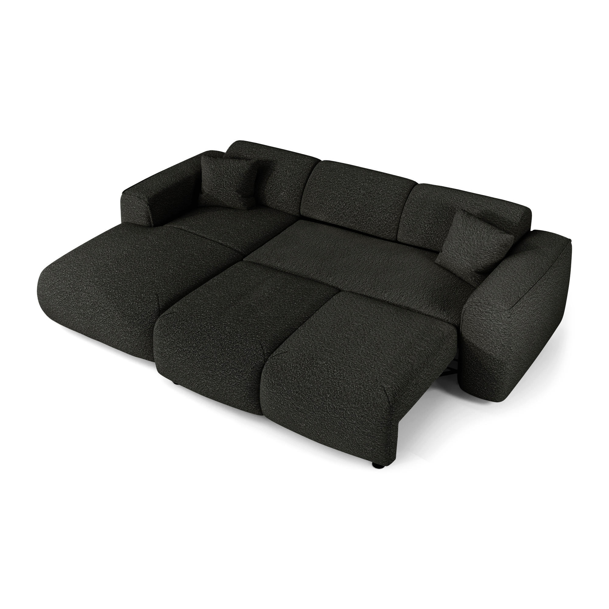 ECKSCHLAFSOFA Bouclé-Stoff Schwarz 283cm - Schwarz, Textil (283/180cm) - Sia Home